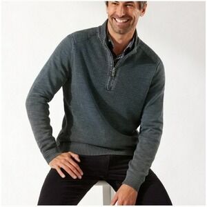 TOMMY BAHAMA Men's Sweater Sandover Half-Zip‎ Cotton Garment Wash Size XXL